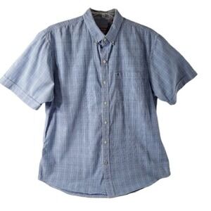 IZOD Men's‎ Short Sleeve Button Collared Shirt Baby Blue Size L/G